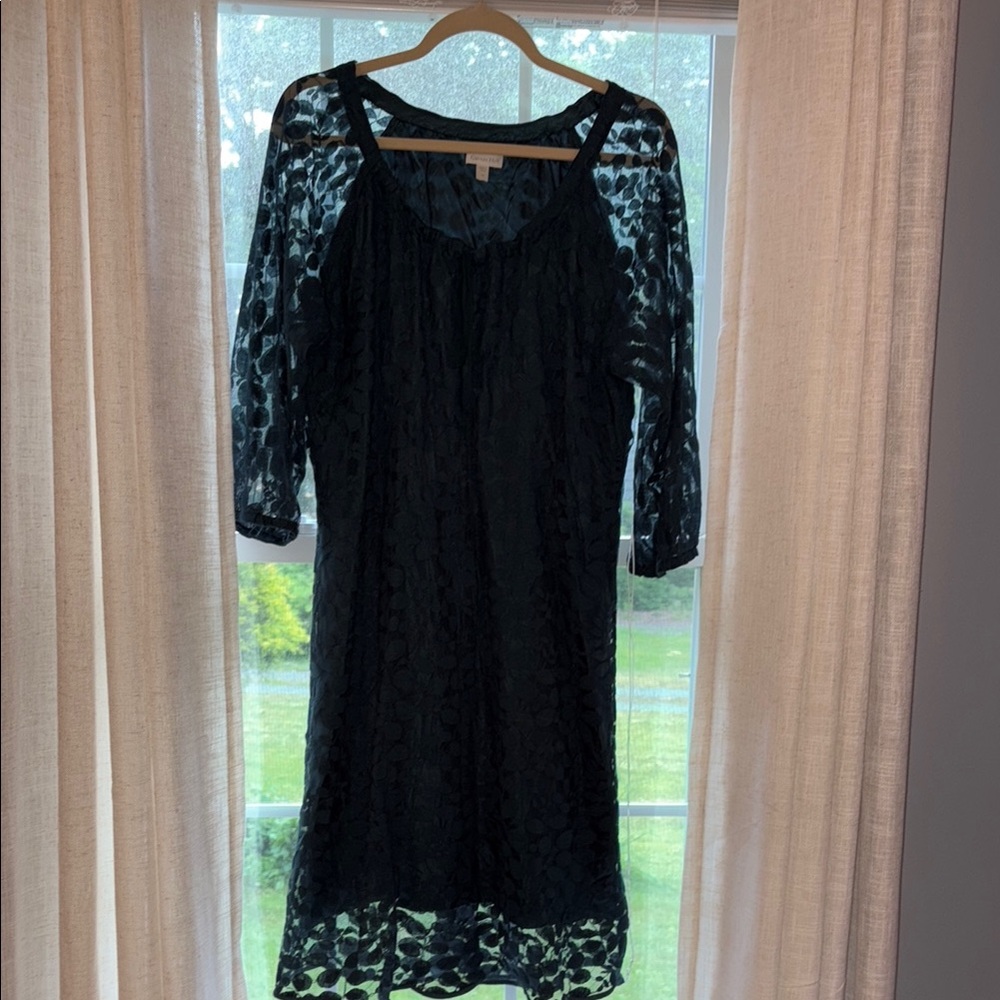 Garnet Hill Forest Green Sheath Dress with 3/4 Raglan Sleeves